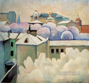 Paisaje urbano de invierno 1914 Ilya Mashkov paisaje urbano escenas de la ciudad Pinturas al óleo